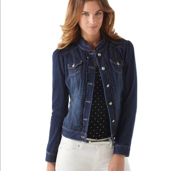 white ruffle denim jacket